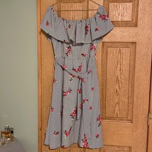 Ladies Calvin Klein stripe and embroidered dress